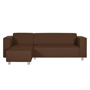 Ecksofa Oslo Baumwollstoff Braun - Longchair davorstehend links