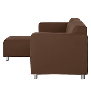 Ecksofa Oslo Baumwollstoff Braun - Longchair davorstehend links