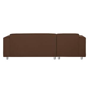 Ecksofa Oslo Baumwollstoff Braun - Longchair davorstehend links