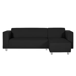 Ecksofa Oslo Baumwollstoff Schwarz - Longchair davorstehend rechts