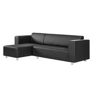 Ecksofa Oslo Kunstleder Schwarz Longchair davorstehend links