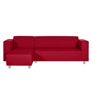 Ecksofa Oslo Webstoff Rot - Longchair davorstehend links