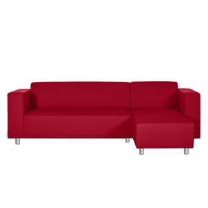 Ecksofa Oslo Webstoff Rot - Longchair davorstehend rechts