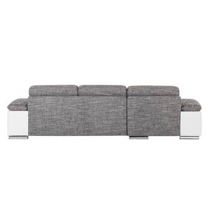 Ecksofa Othello mit Schlaffunktion - Kunstleder / Strukturstoff - Weiß / Grau - Longchair davorstehend links