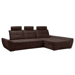 Ecksofa Padroni (mit Schlaffunktion) Webstoff - Braun - Longchair davorstehend rechts