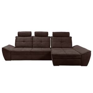 Ecksofa Padroni (mit Schlaffunktion) Webstoff - Braun - Longchair davorstehend rechts