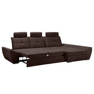 Ecksofa Padroni (mit Schlaffunktion) Webstoff - Braun - Longchair davorstehend rechts