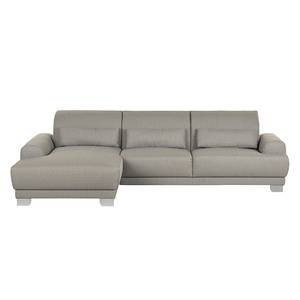 Boxspring-Ecksofa Paladine Webstoff Steingrau - Longchair davorstehend links