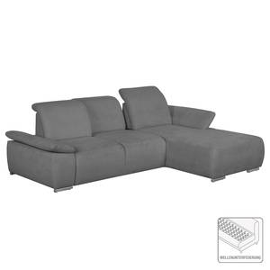 Ecksofa Palmerston Webstoff Dunkelgrau - Longchair davorstehend rechts