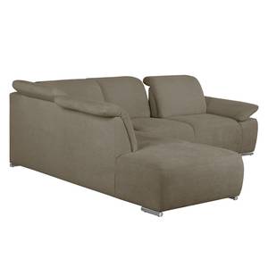 Ecksofa Palmerston (mit Ottomane) Webstoff - Braun - Longchair davorstehend links