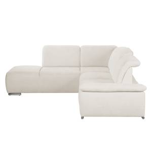 Ecksofa Palmerston (mit Ottomane) Webstoff - Creme - Longchair davorstehend links