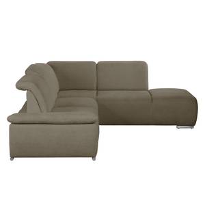 Ecksofa Palmerston (mit Ottomane) Webstoff - Braun - Longchair davorstehend rechts