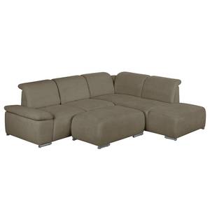 Ecksofa Palmerston (mit Ottomane) Webstoff - Braun - Longchair davorstehend rechts