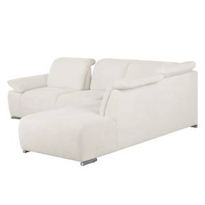 Ecksofa Palmerston (mit Ottomane) Webstoff - Creme - Longchair davorstehend rechts