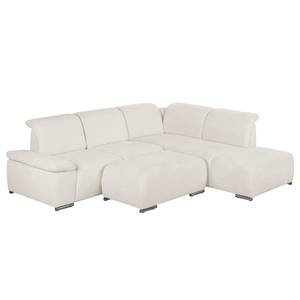 Ecksofa Palmerston (mit Ottomane) Webstoff - Creme - Longchair davorstehend rechts