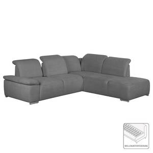 Ecksofa Palmerston (mit Ottomane) Webstoff - Dunkelgrau - Longchair davorstehend rechts