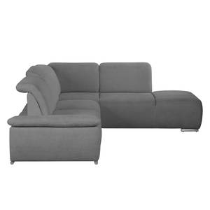 Ecksofa Palmerston (mit Ottomane) Webstoff - Dunkelgrau - Longchair davorstehend rechts