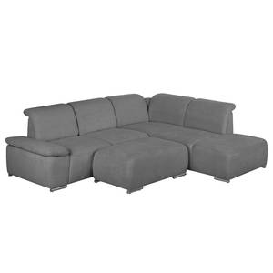 Ecksofa Palmerston (mit Ottomane) Webstoff - Dunkelgrau - Longchair davorstehend rechts