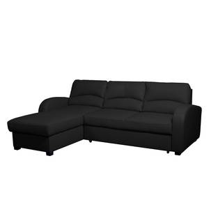 Ecksofa Parilla (mit Schlaffunktion) Echtleder - Schwarz - Breite: 229 cm - Longchair davorstehend links