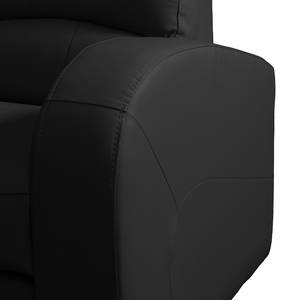 Canapé d'angle Parilla (convertible) Cuir véritable - Noir - Largeur : 229 cm - Méridienne courte à gauche (vue de face)