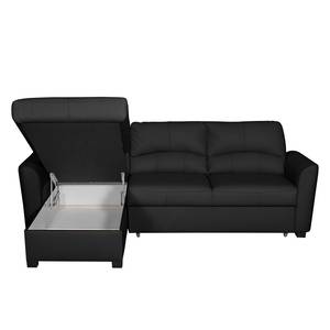 Ecksofa Parilla (mit Schlaffunktion) Echtleder - Schwarz - Breite: 229 cm - Longchair davorstehend links