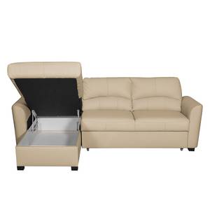 Ecksofa Parilla (mit Schlaffunktion) Echtleder - Warmes Beige - Breite: 229 cm - Longchair davorstehend links