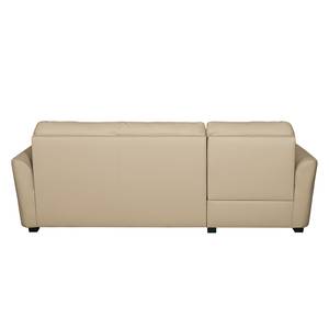 Hoekbank Parilla (met slaapfunctie) - echt leer - Warm beige - Breedte: 229 cm - Longchair vooraanzicht links