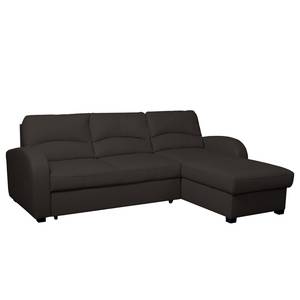 Ecksofa Parilla (mit Schlaffunktion) Echtleder - Dunkelbraun - Breite: 229 cm - Longchair davorstehend rechts