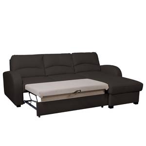 Ecksofa Parilla (mit Schlaffunktion) Echtleder - Dunkelbraun - Breite: 229 cm - Longchair davorstehend rechts