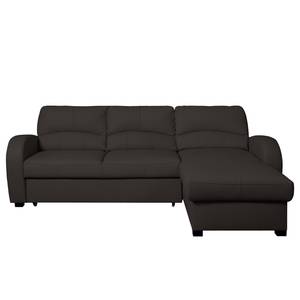 Ecksofa Parilla (mit Schlaffunktion) Echtleder - Dunkelbraun - Breite: 229 cm - Longchair davorstehend rechts