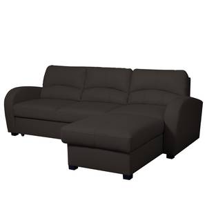 Ecksofa Parilla (mit Schlaffunktion) Echtleder - Dunkelbraun - Breite: 229 cm - Longchair davorstehend rechts