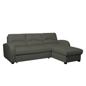 Ecksofa Parilla (mit Schlaffunktion) Echtleder - Grau - Breite: 229 cm - Longchair davorstehend rechts