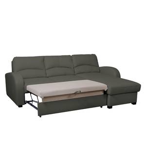 Ecksofa Parilla (mit Schlaffunktion) Echtleder - Grau - Breite: 229 cm - Longchair davorstehend rechts