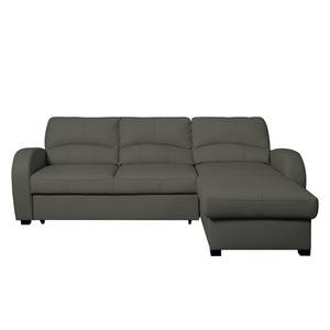 Ecksofa Parilla (mit Schlaffunktion) Echtleder - Grau - Breite: 229 cm - Longchair davorstehend rechts