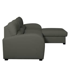 Ecksofa Parilla (mit Schlaffunktion) Echtleder - Grau - Breite: 229 cm - Longchair davorstehend rechts