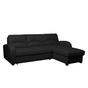 Ecksofa Parilla (mit Schlaffunktion) Echtleder - Schwarz - Breite: 229 cm - Longchair davorstehend rechts