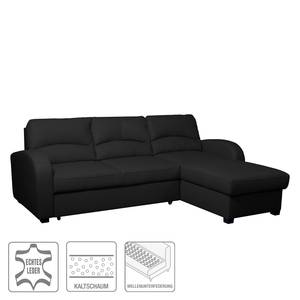 Ecksofa Parilla (mit Schlaffunktion) Echtleder - Schwarz - Breite: 229 cm - Longchair davorstehend rechts