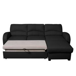 Ecksofa Parilla (mit Schlaffunktion) Echtleder - Schwarz - Breite: 229 cm - Longchair davorstehend rechts