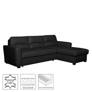 Ecksofa Parilla (mit Schlaffunktion) Echtleder - Schwarz - Breite: 229 cm - Longchair davorstehend rechts