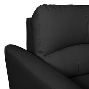 Canapé d'angle Parilla (convertible) Cuir véritable - Noir - Largeur : 229 cm - Méridienne courte à droite (vue de face)