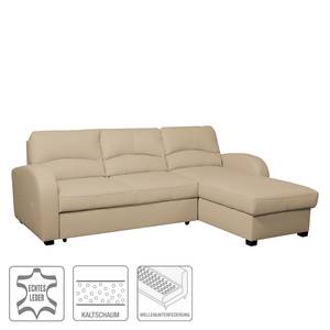 Ecksofa Parilla (mit Schlaffunktion) Echtleder - Warmes Beige - Breite: 229 cm - Longchair davorstehend rechts