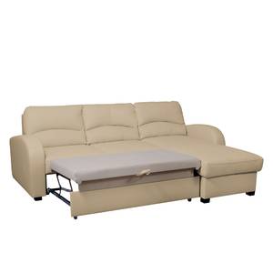 Ecksofa Parilla (mit Schlaffunktion) Echtleder - Warmes Beige - Breite: 229 cm - Longchair davorstehend rechts