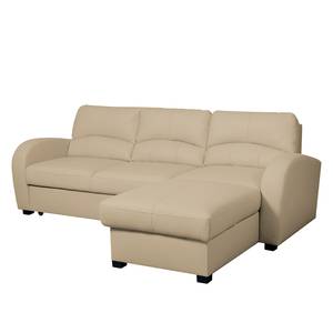 Ecksofa Parilla (mit Schlaffunktion) Echtleder - Warmes Beige - Breite: 229 cm - Longchair davorstehend rechts