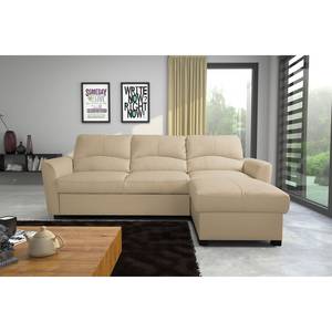 Ecksofa Parilla (mit Schlaffunktion) Echtleder - Warmes Beige - Breite: 229 cm - Longchair davorstehend links