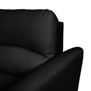 Canapé d'angle Parilla (convertible) Imitation cuir - Noir - Méridienne courte à gauche (vue de face)