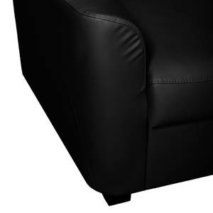 Canapé d'angle Parilla (convertible) Imitation cuir - Noir - Méridienne courte à droite (vue de face)