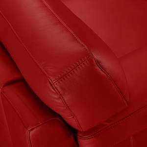 Canapé d'angle Parlin Cuir véritable - Rouge - Méridienne courte à gauche (vue de face) - Avec appui-tête