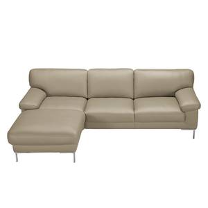 Ecksofa Parlin Echtleder Beige - Longchair davorstehend links - Ohne Kopfstütze