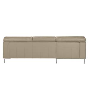 Ecksofa Parlin Echtleder Beige - Longchair davorstehend links - Ohne Kopfstütze