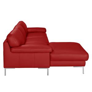 Canapé d'angle Parlin Cuir véritable - Rouge - Méridienne courte à gauche (vue de face) - Sans appui-tête